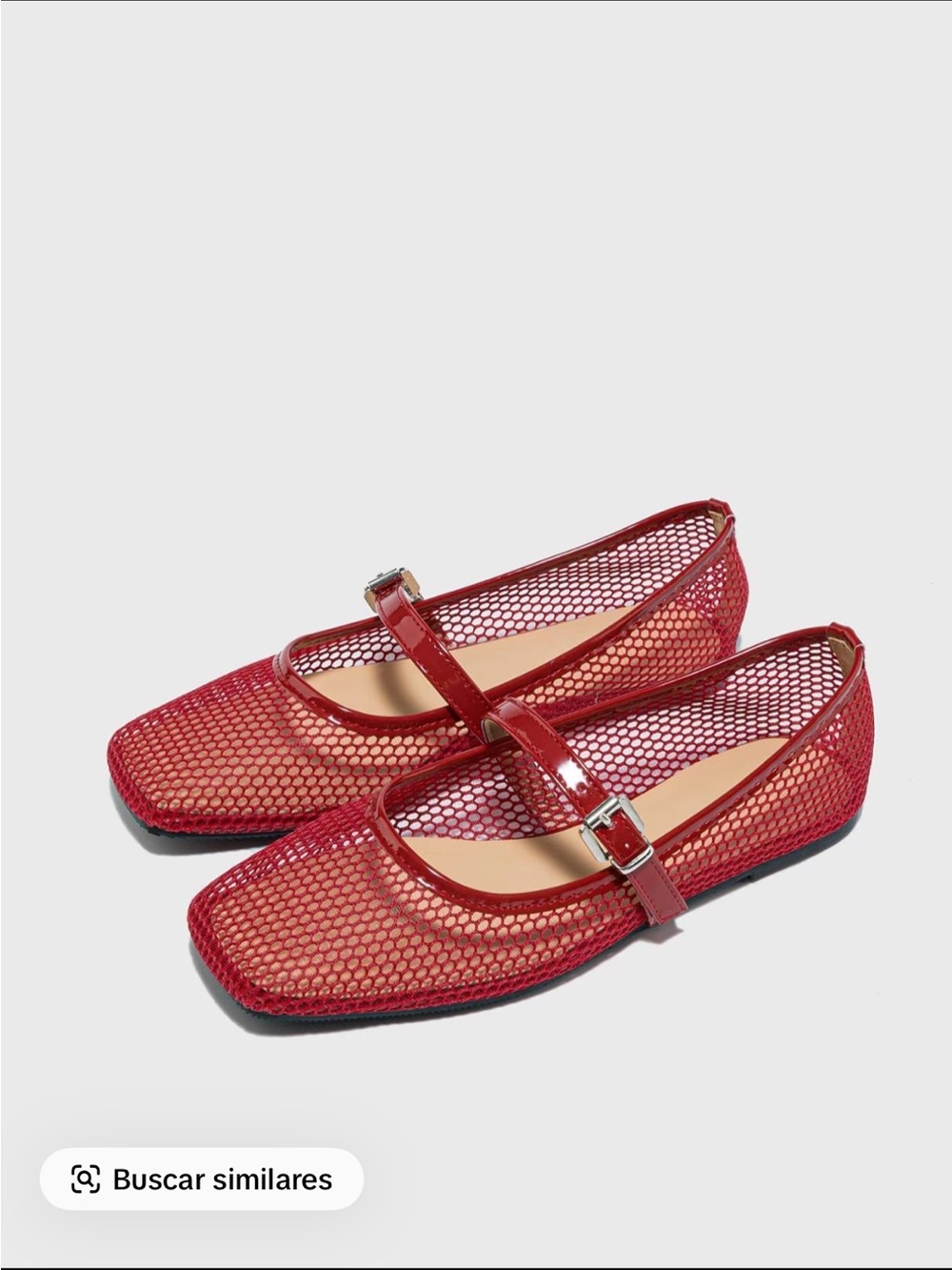 Mary Jane Mesh Flats in Red